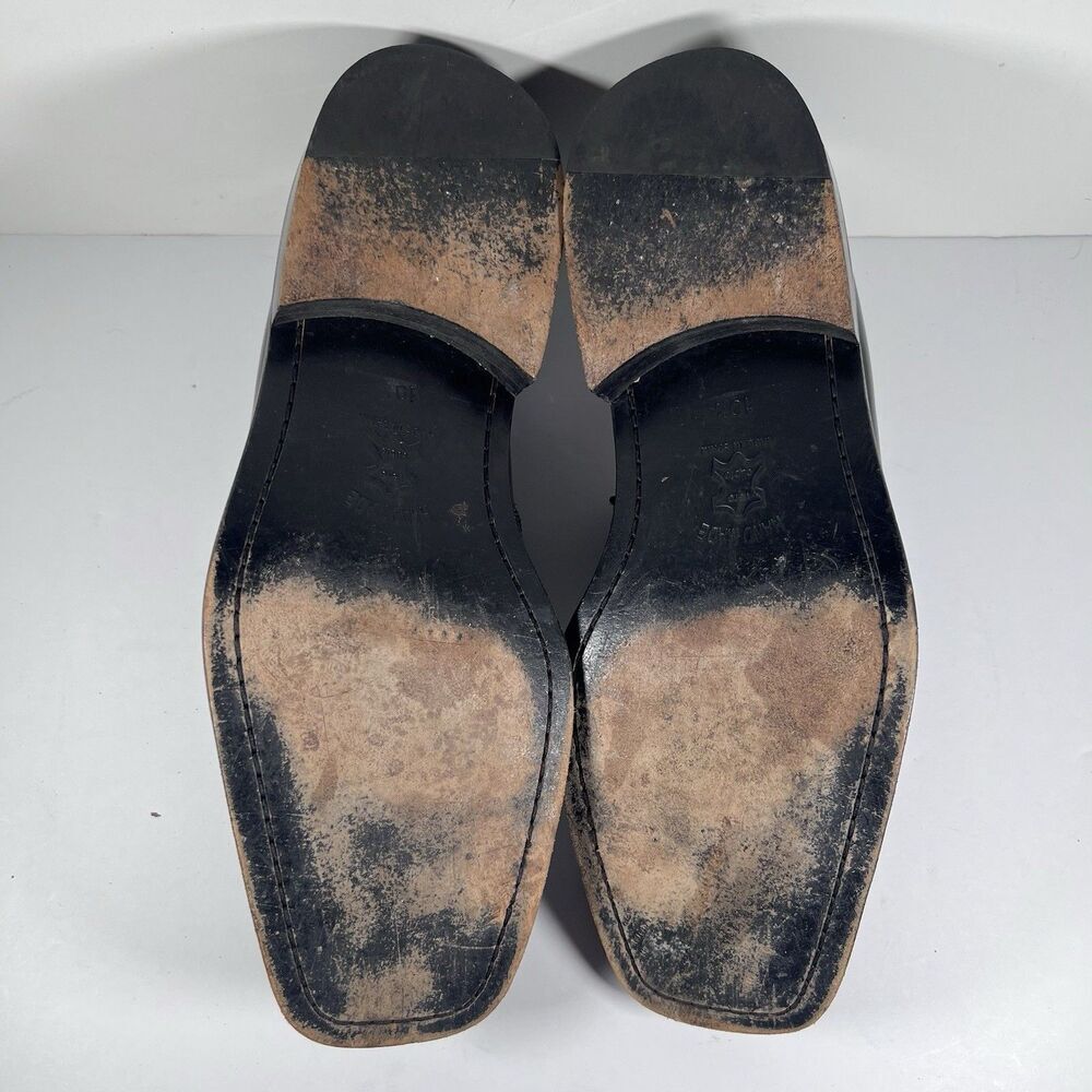 San Remo Platinum Leather Penny Loafers Dress Shoes Black/Burgundy Men's 10.5 - Picture 7 of 8